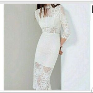 ALEXIS White Miller Lace Sheath Dress